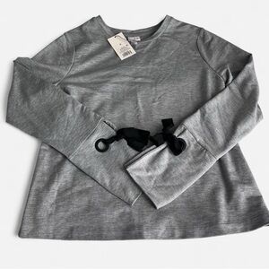 And New Gray Long Sleeve Top with Ribbon Tie Cuffs Size S (NWT)